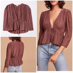 Aritzia Pleated Mauve Blouse